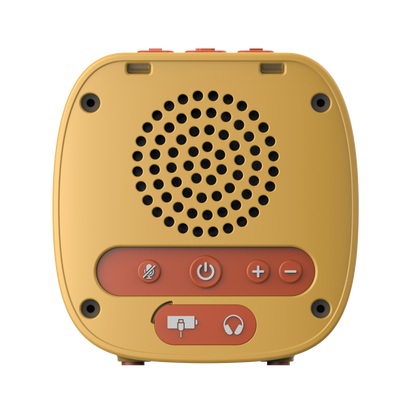 Yellow electronic MyWonder device with control buttons on a white background